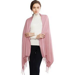 ⚡Women Baby Pink Pashmina Shawl Evening Dress Bridesmaid Winter Warm Long Scarf